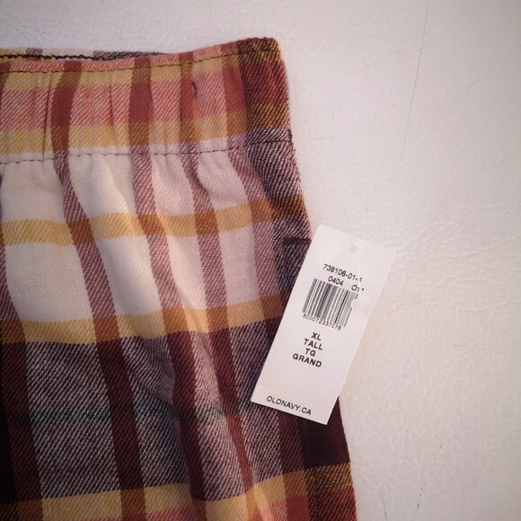 NWT Old Navy Men's Burgundy Tan Gold Plaid Flannel Joggers - Picture 5 of 10